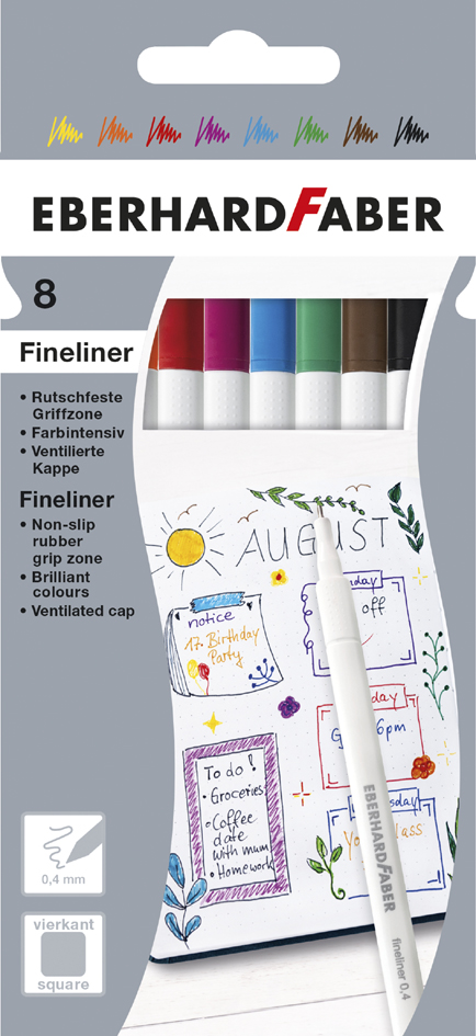 EBERHARD FABER Feutre pointe fine, étui en carton de 8