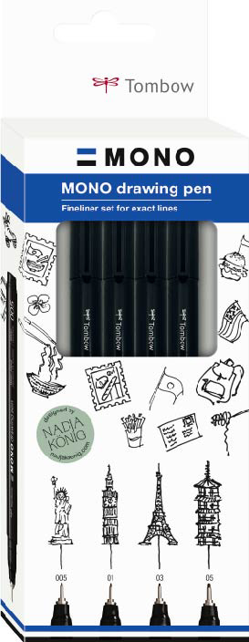 Tombow Feutre fin MONO drawing pen 'Bold Set', set de 4