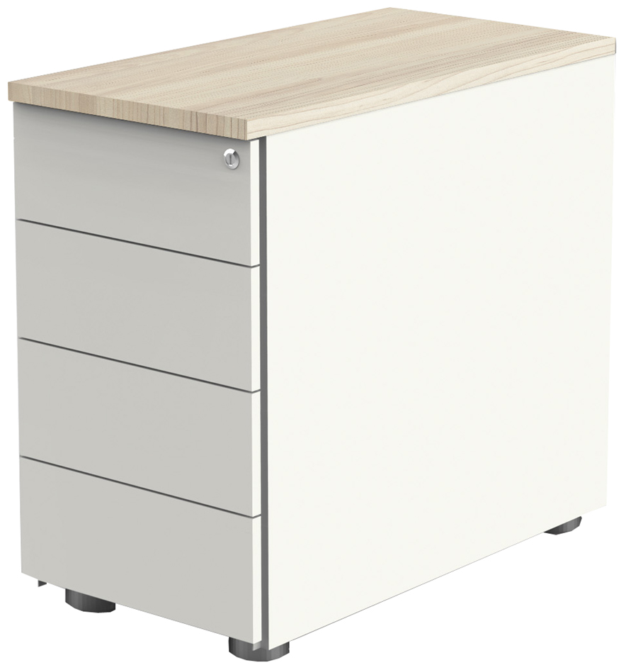 kerkmann Caisson annexe, 4 tiroirs, blanc/érable