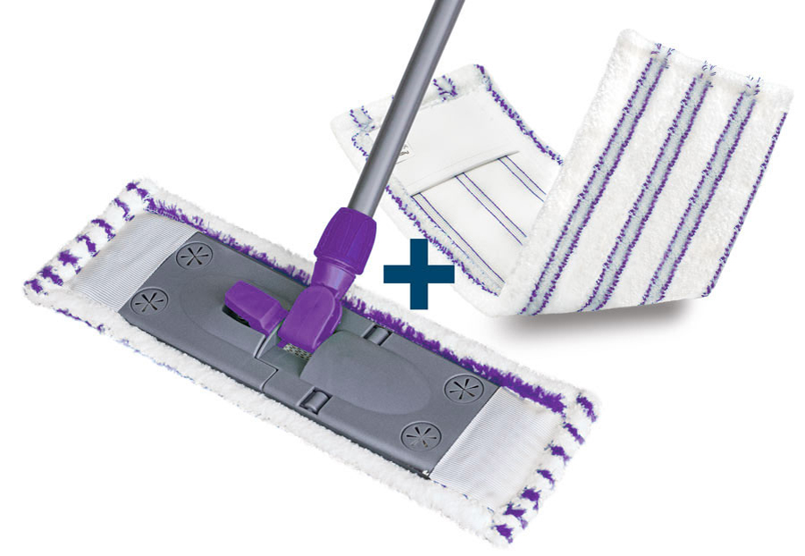 Balai à frange à manche télescopique - lilas