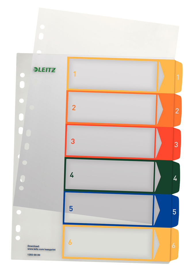 LEITZ Intercalaires en plastique, numéroté, format A4 extra
