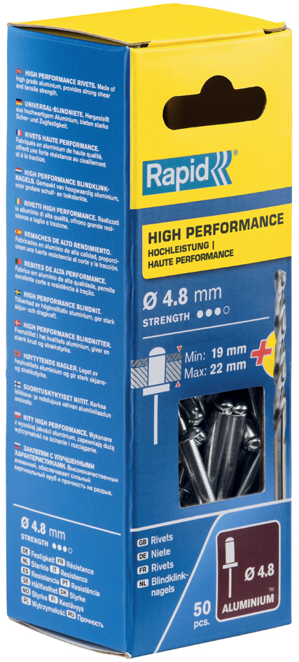 Rapid Rivet aveugle universel, 4,8 x 25 mm, en aluminium