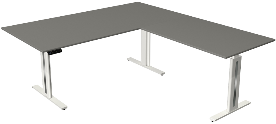 Visuel de référence : Table de bureau assis-debout "Move 3 fresh" avec élément d'angle, graphite