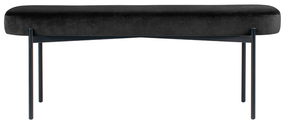 PAPERFLOW Banc oval GAIA, taille L, habillage velours, noir
