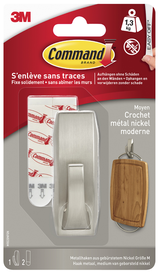 3M Command Crochet en métal 'Modern', taille: M, argent