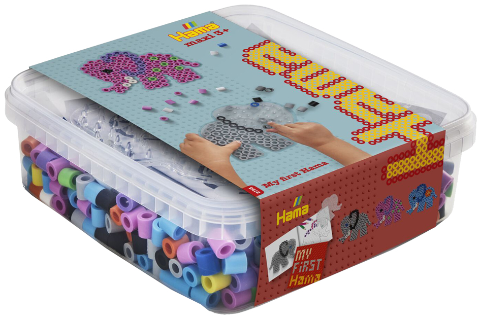Hama Perles à repasser maxi + plaque 'Éléphant', boîte