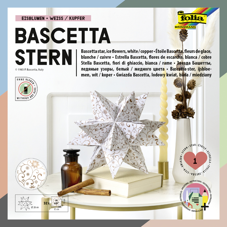folia Feuilles de papier pliable étoile Bascetta, blanc /