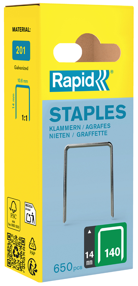 Rapid Agrafe fil plat no. 140, 14 mm, petit paquet