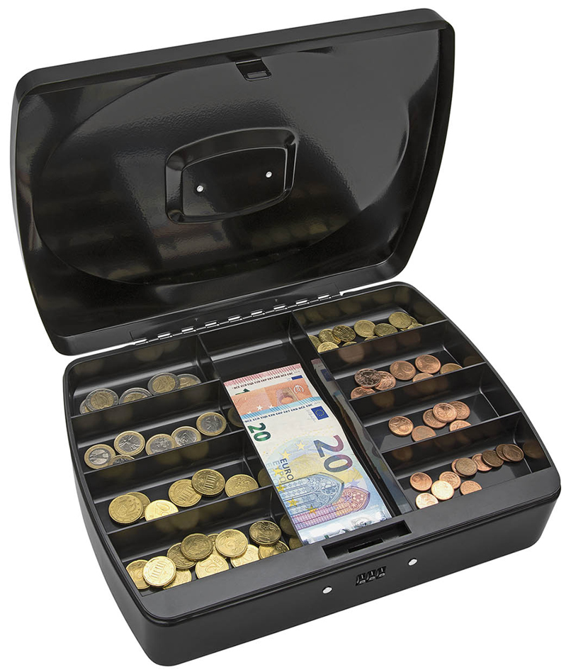 Caisses à monnaies, serrure à cylindre
