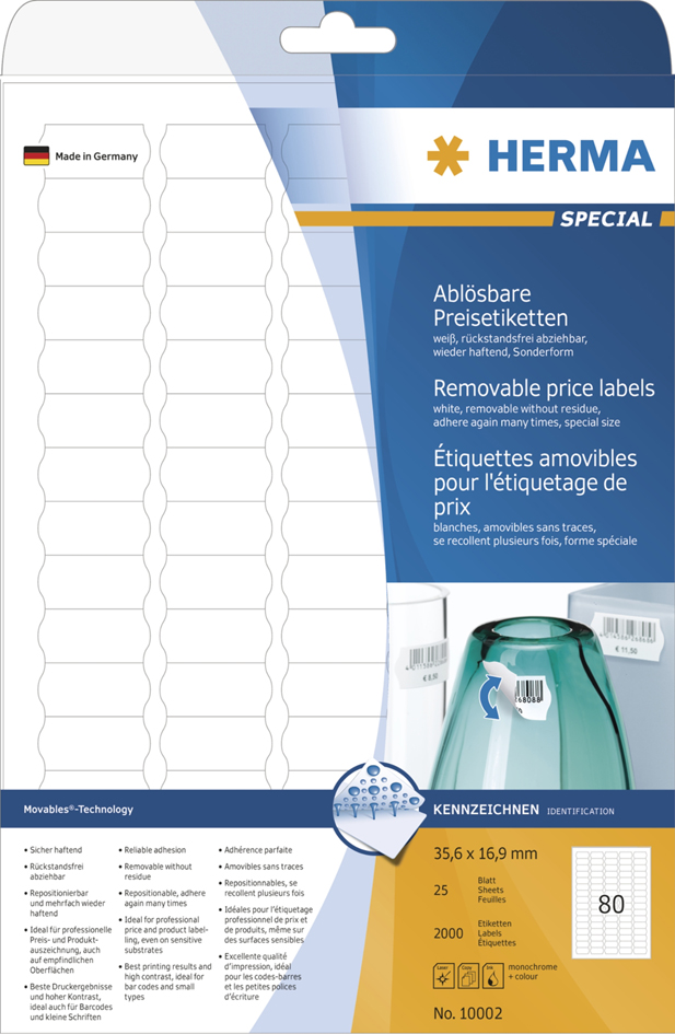 Etiquettes de prix, enlevables