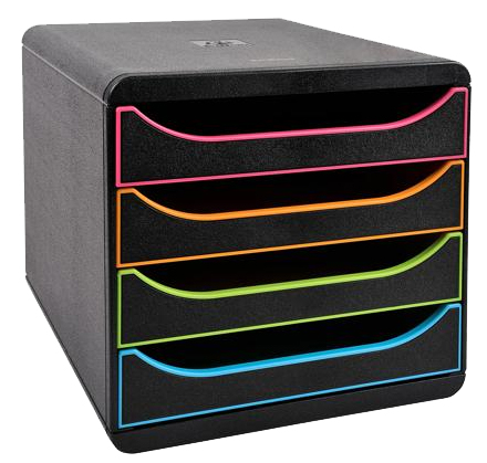 EXACOMPTA Module de classement BIG-BOX, 4 tiroirs, arlequin