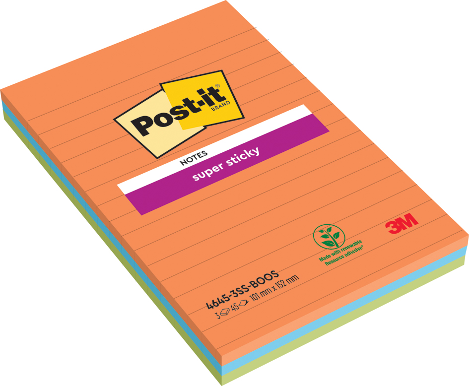Post-it Bloc-note super sticky notes, 101 x 152 mm, ligné