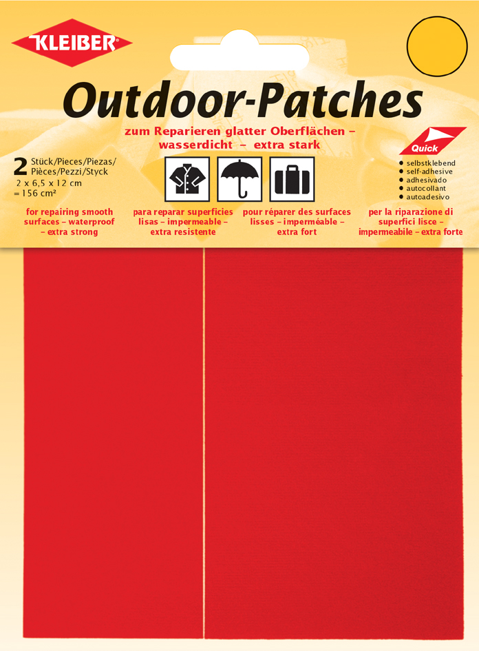 KLEIBER Patch d'extérieur, autocollant, 65 x 120 mm, rouge