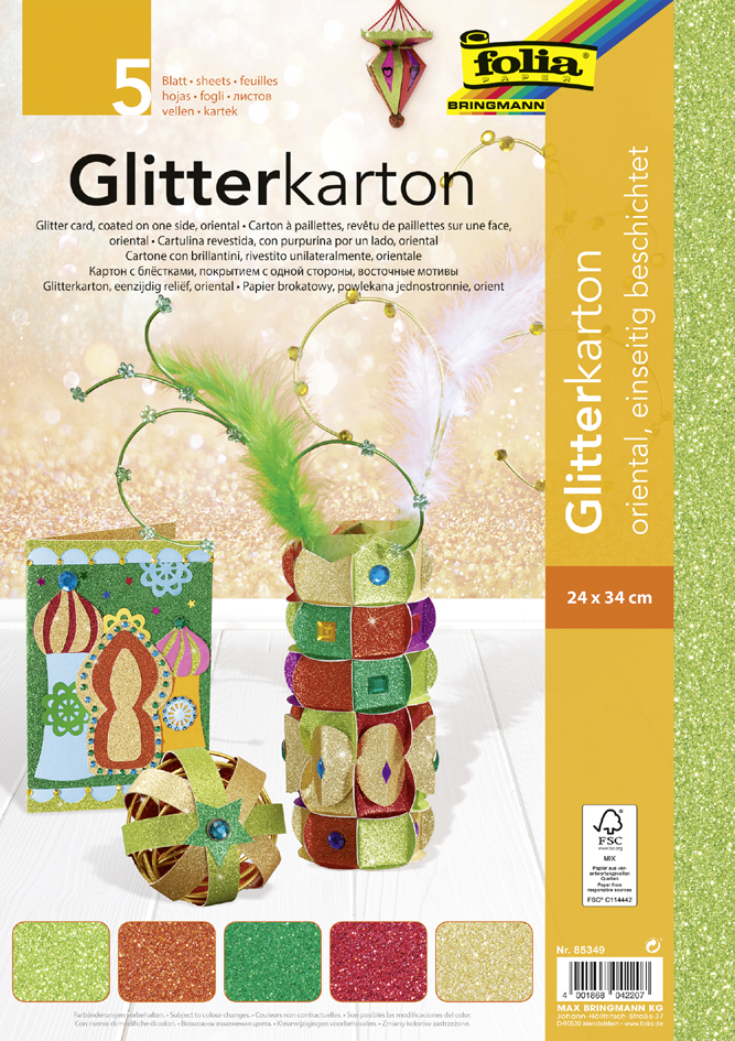 folia Carton à paillettes 'Oriental', 240 x 340 mm, 300 g/m2
