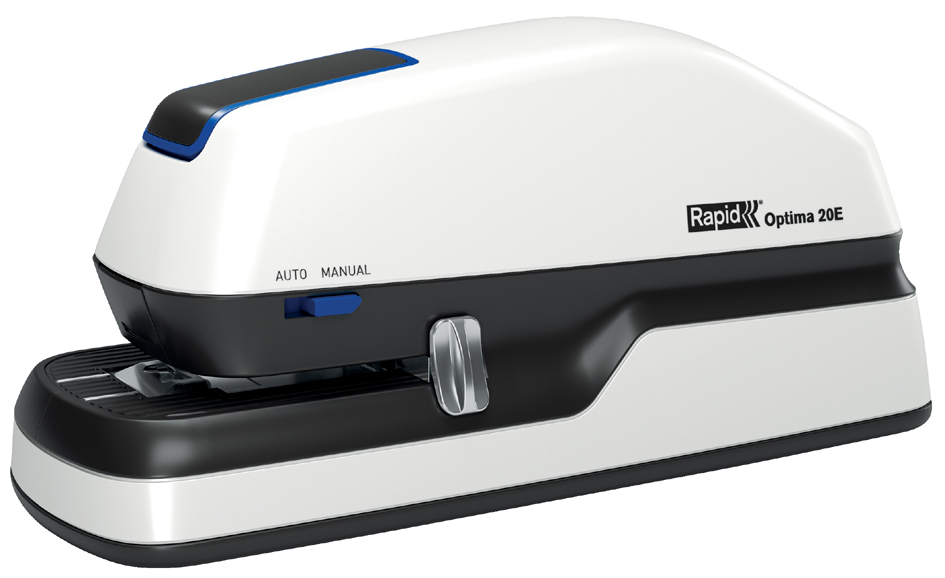 Rapid Agrafeuse électrique Optima 20E, blanc/gris/bleu