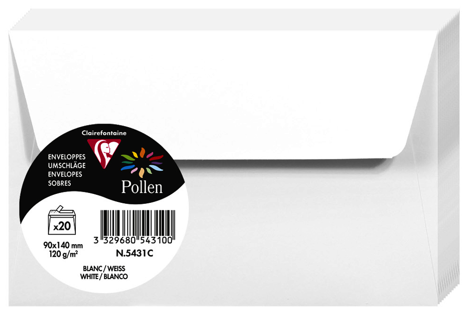 Pollen by Clairefontaine Enveloppes 90 x 140 mm, blanc