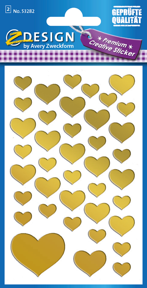 AVERY Zweckform ZDesign Sticker CREATIVE 'Coeurs', doré