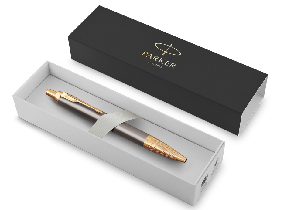 Stylo à bille rétractable IM PREMIUM Arrow Grey G.T., étui cadeau