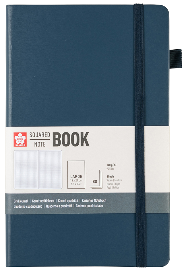 SAKURA Carnet, 130 x 210 mm, quadrillé, indigo foncé