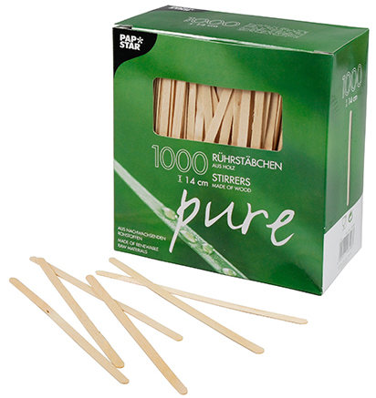 PAPSTAR Touillette 'pure', longueur: 110 mm, en bois