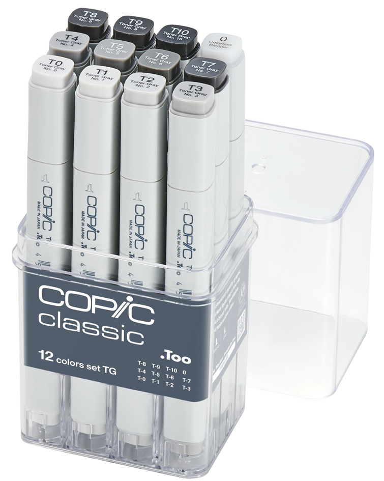 COPIC Marqueur classic, set de 12 'TG', tons de gris toner