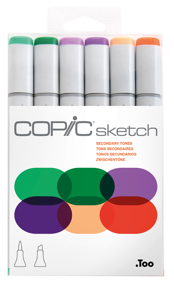 COPIC Marqueur sketch, kit de 6 'Secondary Tones'