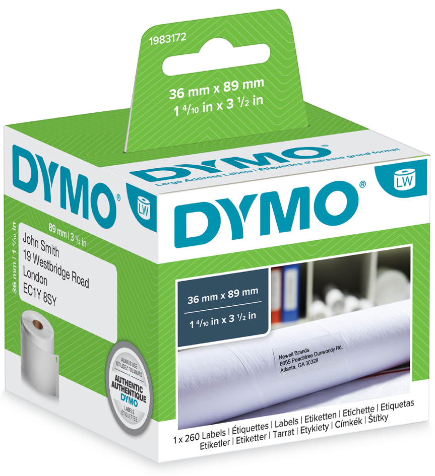 DYMO Etiquette d'adresse LabelWriter, 89 x 28 mm, blanc