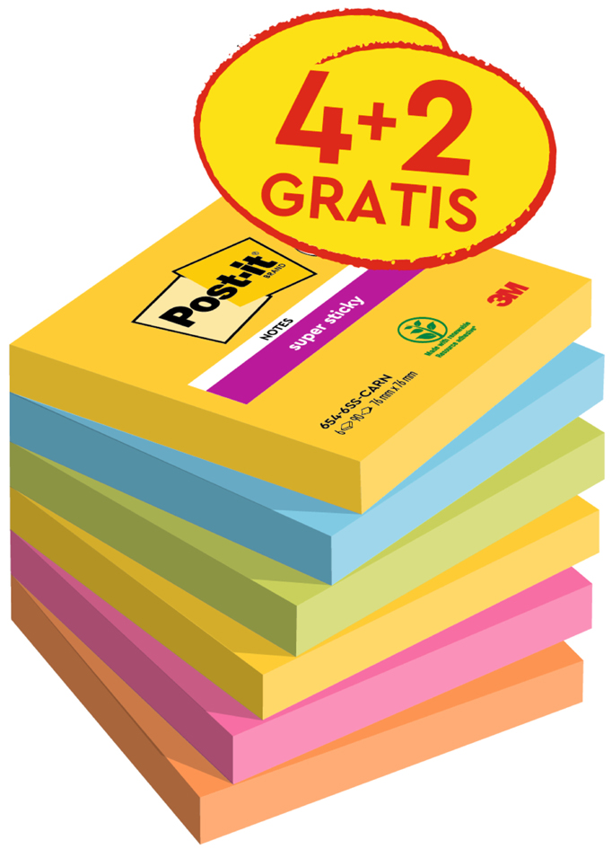Bloc-note adhésif super sticky notes, Carnival Collection, pack promotionnel