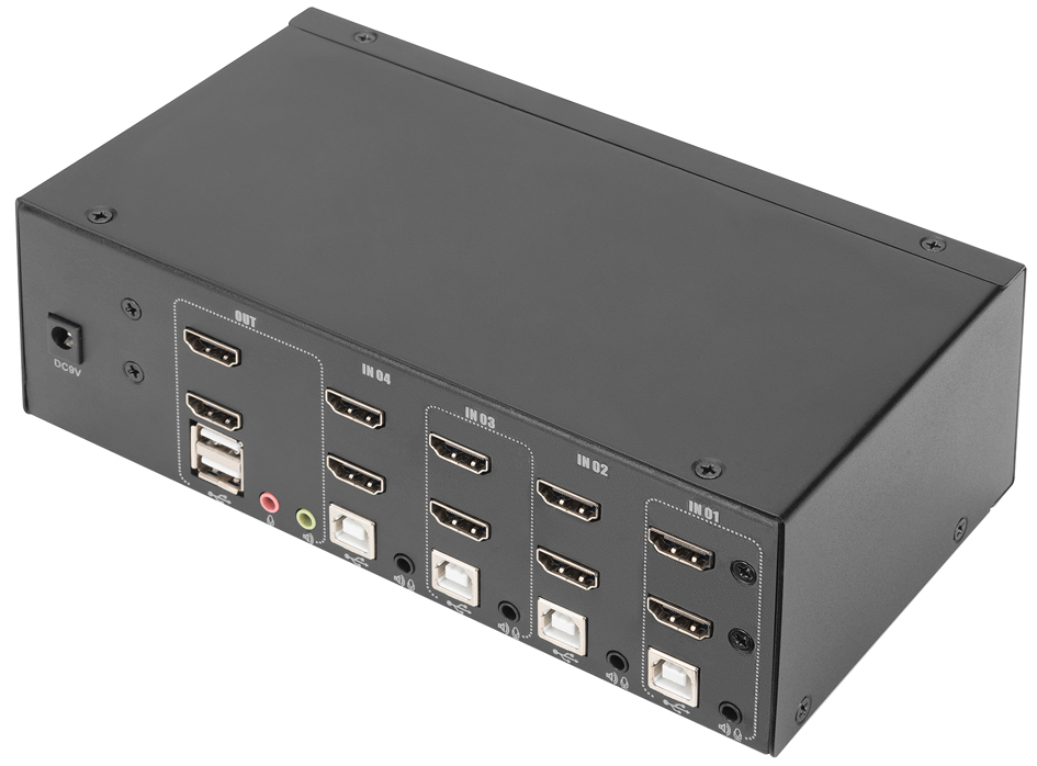 Commutateur KVM, 4 ports, double affichage, 4K, HDMI, arrière