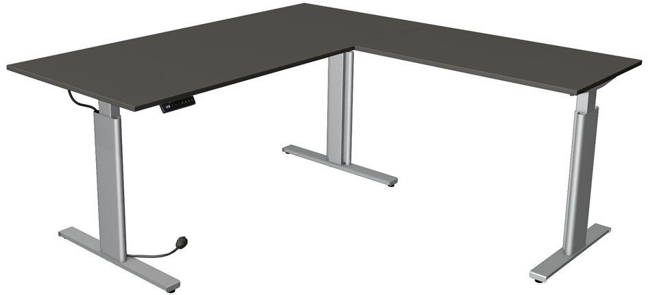 Visuel de référence : Table de bureau assis-debout "Move 3 tube" avec élément d'angle, anthracite