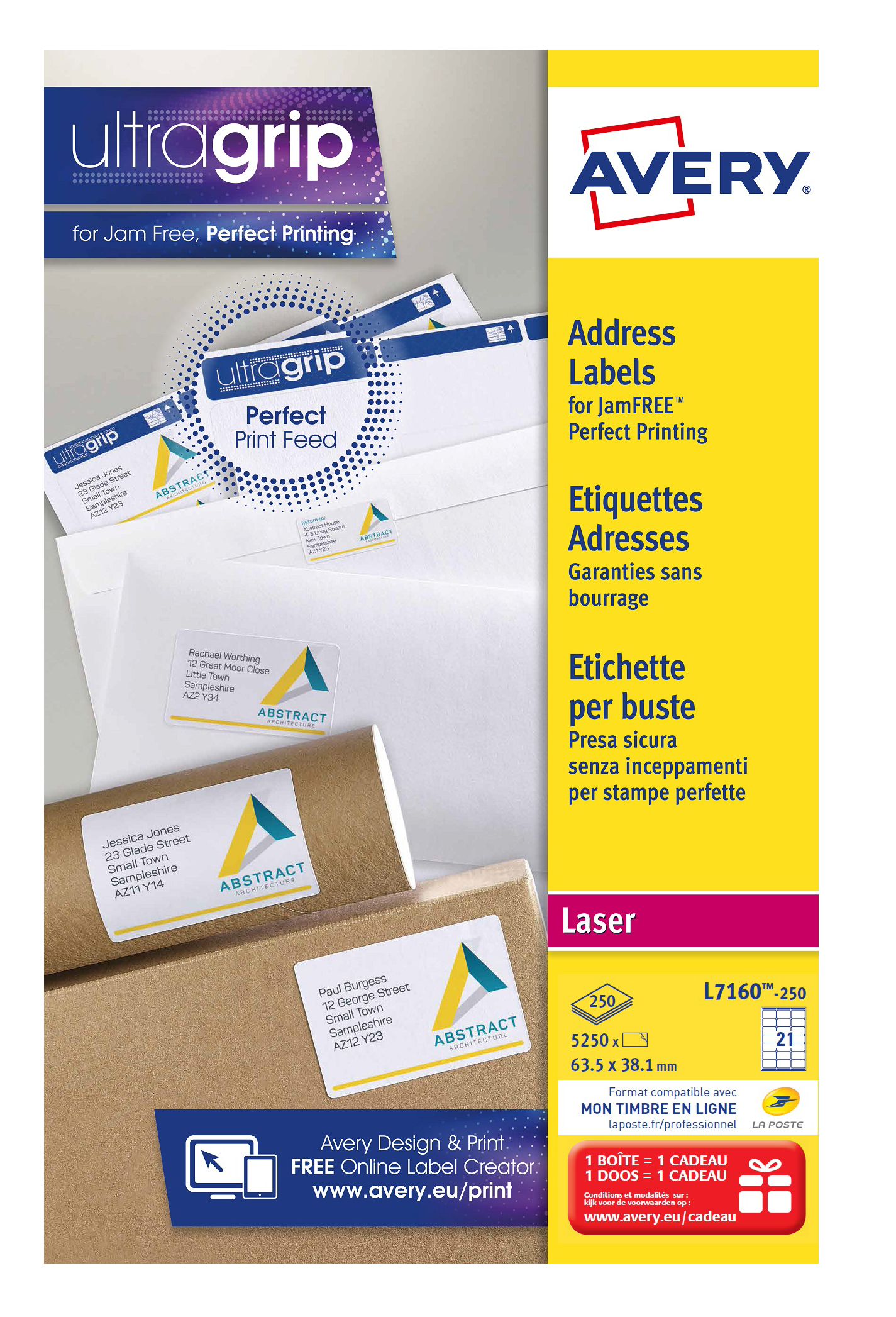 AVERY Etiquette d'adresse, 63,5 x 38,1 mm, blanc