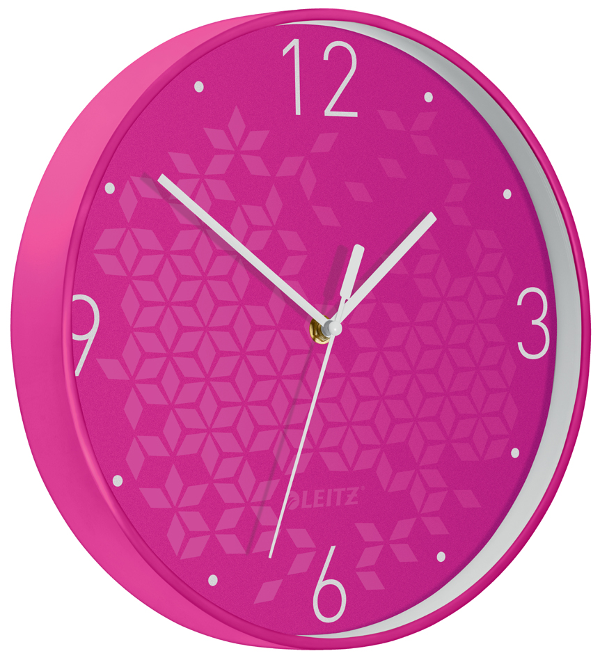 LEITZ Horloge murale WOW, mouvement à quartz, rose