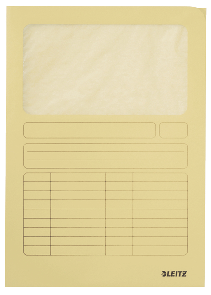 LEITZ Chemise à fenêtre, format A4, carton, jaune, 160 g/m2