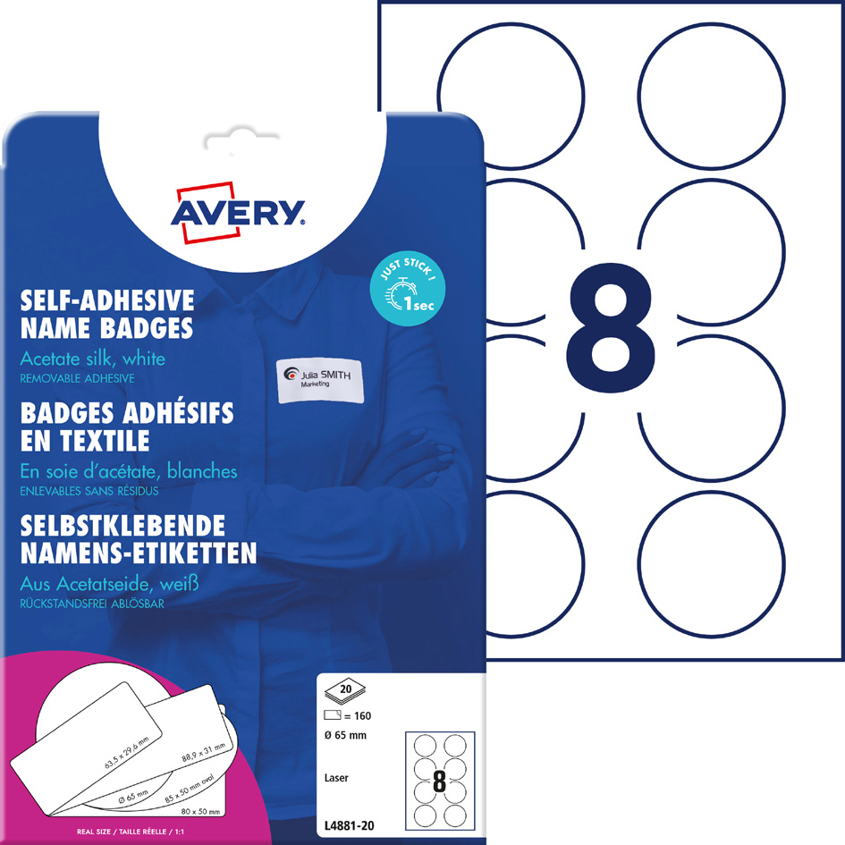AVERY Zweckform Etiquette pour badge, 63,5 x 29,6 mm, blanc