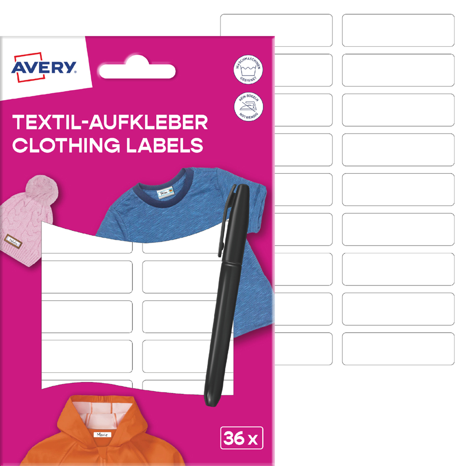 AVERY Étiquette pour textile, 13x45mm, incl. marqueur, blanc