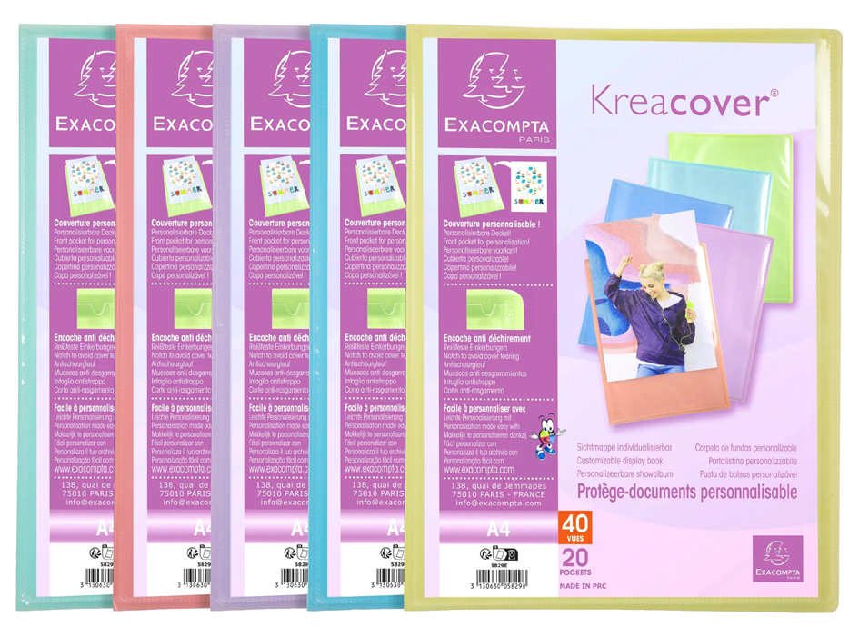 EXACOMPTA Protège-documents, A4, PP, 20 pochettes, assorti