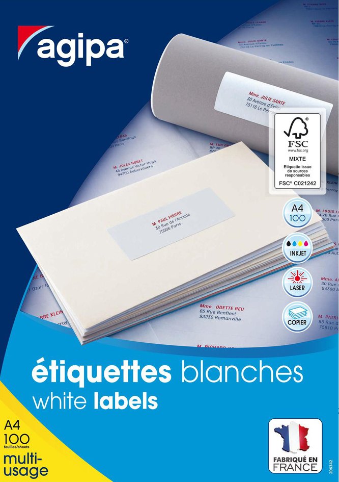 agipa Etiquette universelle, 199,6 x 143,5 mm, blanc
