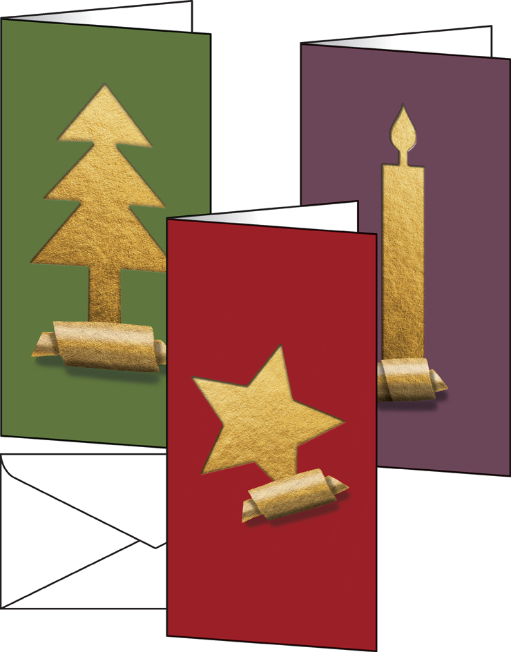sigel Set de cartes de Noël 'Cut-out style', long (2/3 A4),