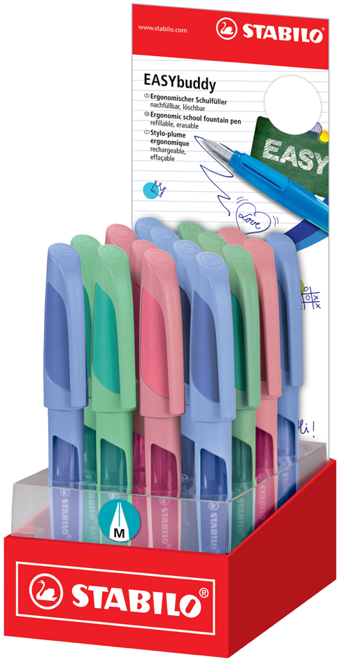 Présentoir de 16, stylo plume EASYbuddy M - couleurs pastel