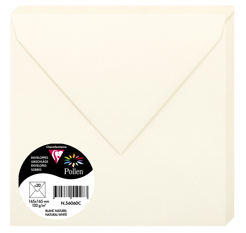 Pollen by Clairefontaine Enveloppes 165 mm, blanc naturel