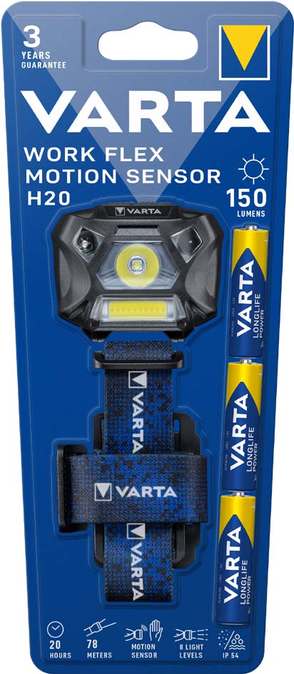 VARTA Lampe frontale 'Work Flex Motion Sensor H20', 3x AAA