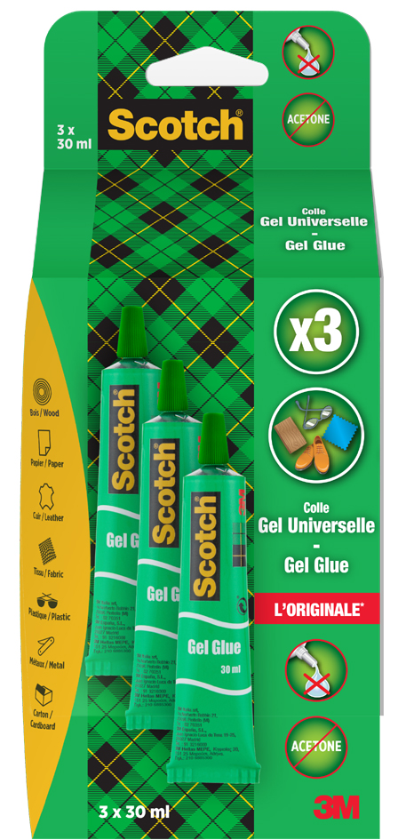 Scotch Colle Gel universelle 'L'Originale', 30 ml, lot de 3