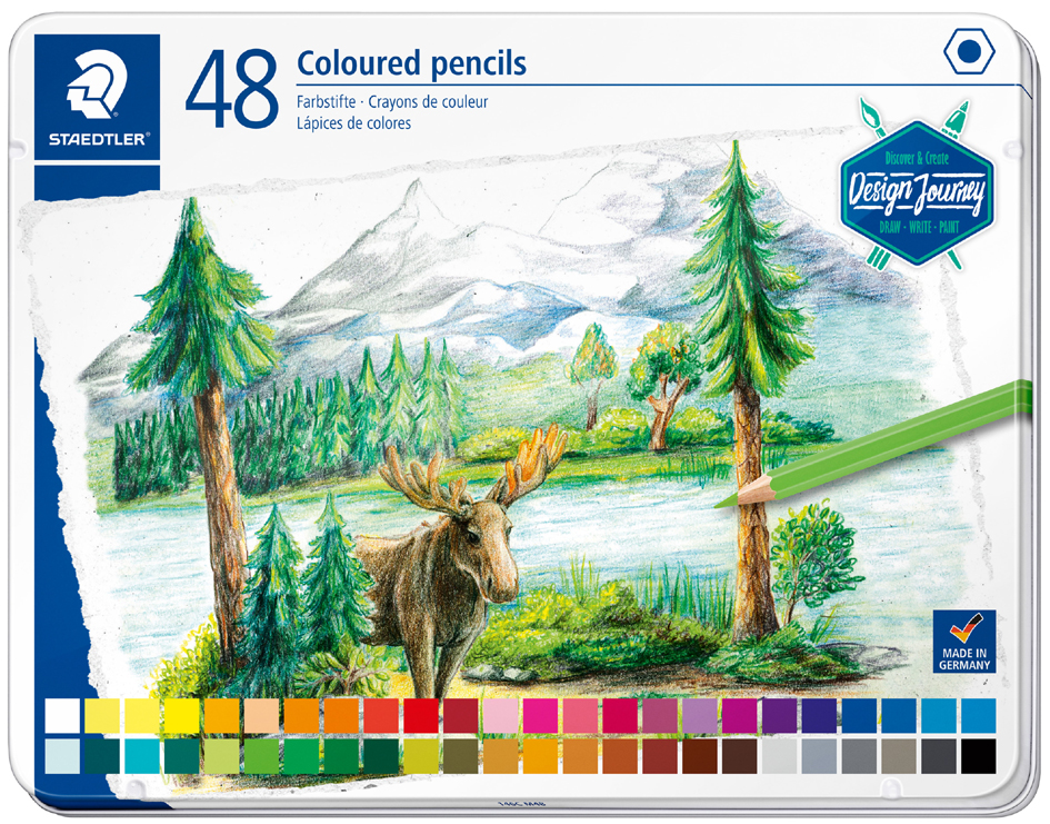 STAEDTLER Crayon couleur Design Journey, étui métal de 48