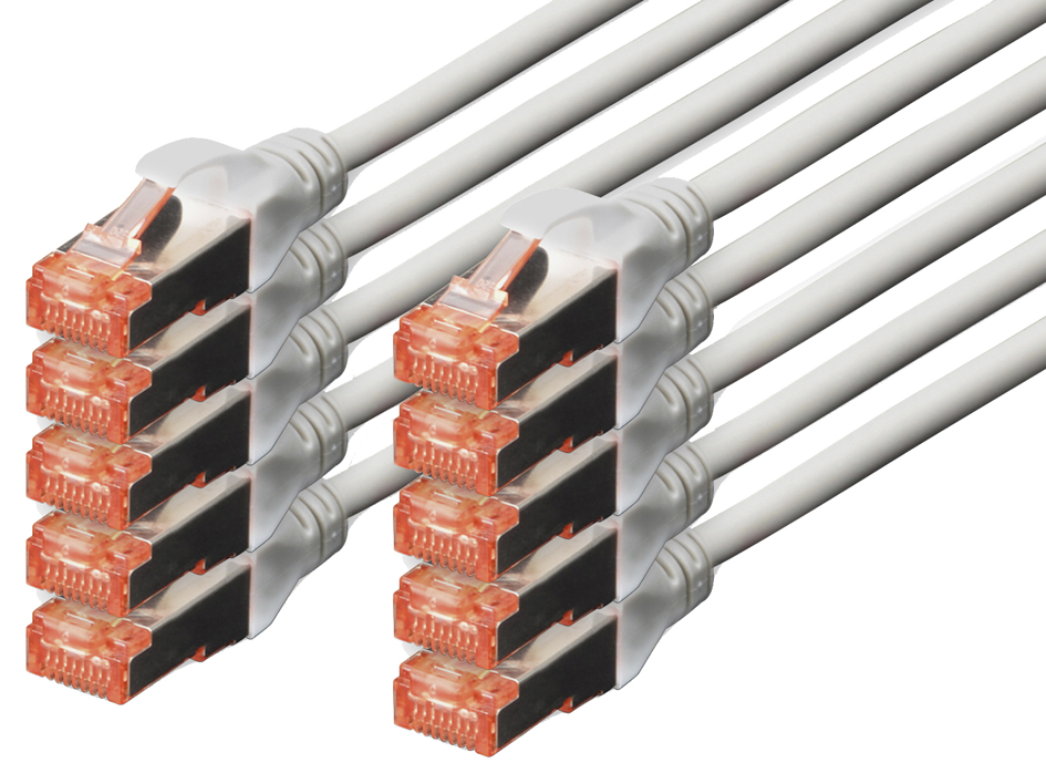 DIGITUS Câble de brassage Cat.6, S/FTP (PIMF), 0,25 m, gris