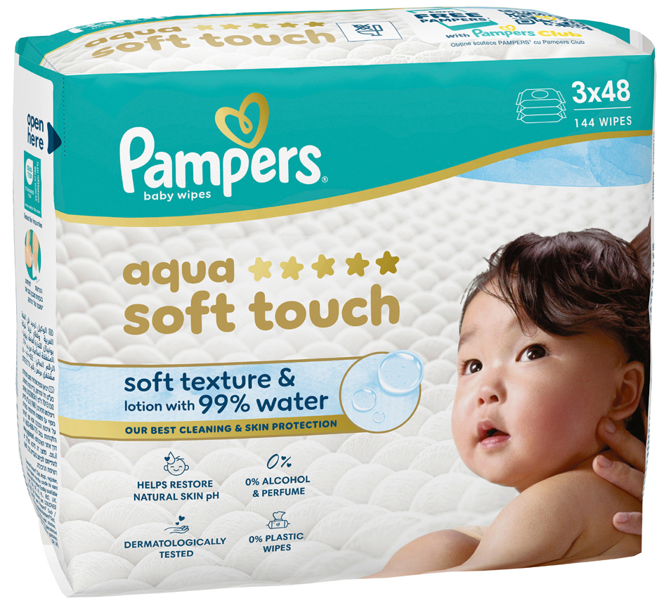 Lingette humide aqua soft touch