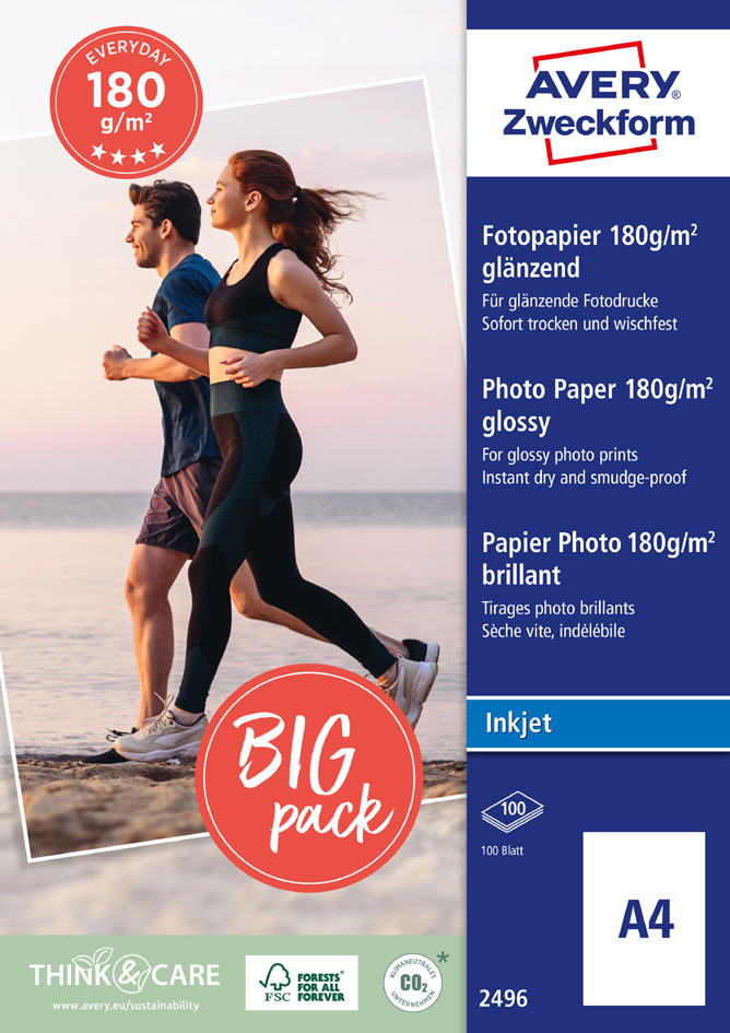AVERY Zweckform Papier photo jet d'encre EVERYDAY, 180 g/m2
