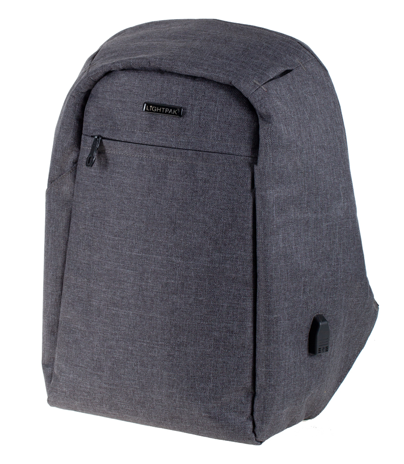 Lightpak Sac à dos 'SAFEPAK', avec port USB, gris