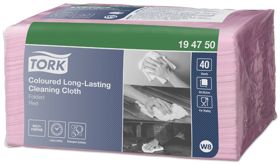 TORK Chiffon de nettoyage tout usage, 385 x 300 mm, rouge