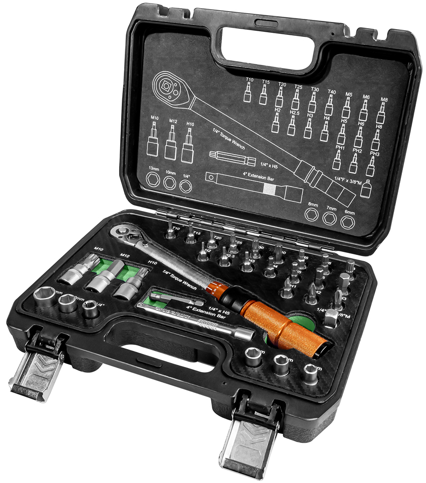 BRÜDER MANNESMANN Kit clé dynamométrique 1/4', 32 pièces