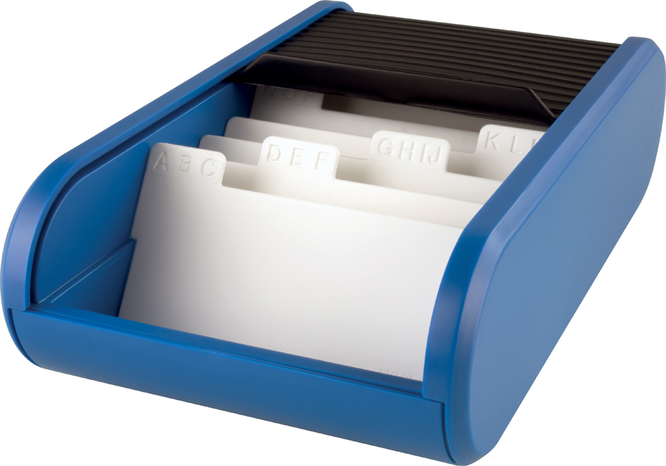 helit Boîte à cartes de visite 'the personal', bleu/blanc plastique cartes jusqu'au format A8 300 cartes de visite bleu / blanc